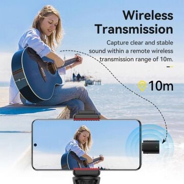 Ulanzi WM-10 Akıllı Telefon veya Tabletler için Kablosuz Klipsli Mikrofon (Type-C) - 3328A