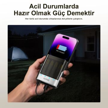 Imuto 3600mWh AA Şarj Edilebilir Pil + Power Case Şarj Kiti (4’lü Paket)