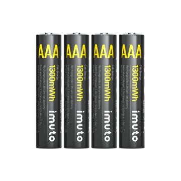 Imuto 1300mWh AAA Şarj Edilebilir Lityum Pil (4’lü Paket)
