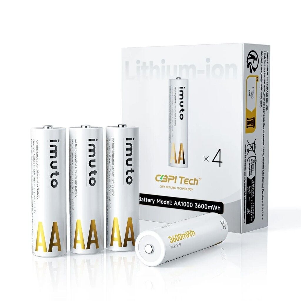 Imuto 3600mWh AA Şarj Edilebilir Lityum Pil (4’lü Paket)
