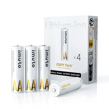 Imuto 3600mWh AA Şarj Edilebilir Lityum Pil (4’lü Paket)