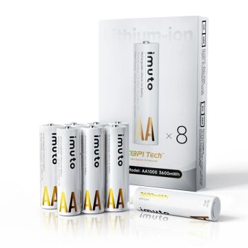 Imuto 3600mWh AA Şarj Edilebilir Lityum Pil (8’li Paket)