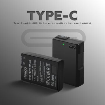 Herigo EN-EL14-C 1150mAh Type-C Şarjlı Batarya (EN-EL14 Uyumlu)