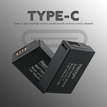 Herigo LP-E17-C 1040mAh Type-C Şarjlı Batarya (LP-E17 Uyumlu)