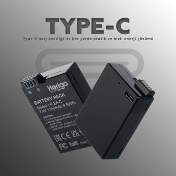 Herigo LP-E8-C 1350mAh Type-C Şarjlı Batarya (LP-E8 Uyumlu)