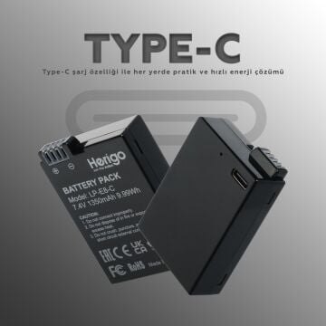 Herigo LP-E8-C 1350mAh Type-C Şarjlı Batarya (LP-E8 Uyumlu)