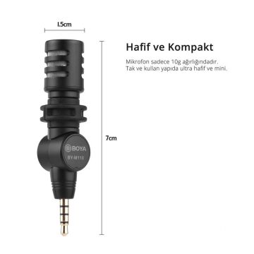 Boya BY-M110 Kompakt 3.5mm Telefon Mikrofonu