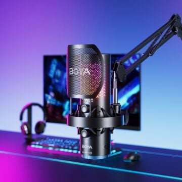 BOYA K5 - BOYA K5 Kablosuz Bağlantılı RGB Aydınlatmalı USB Condenser Mikrofon