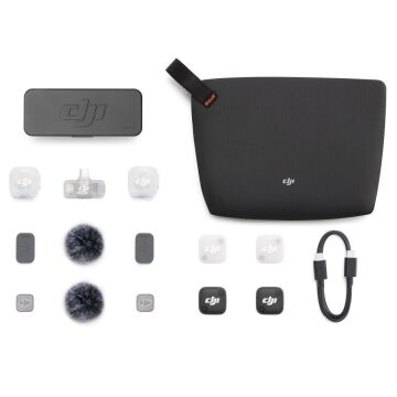 DJI Mic Mini 2 İkili Kablosuz Yaka Mikrofon Seti Mobil Alıcılı (2 TX + 1 Mobile RX + Şarj Kutusu)