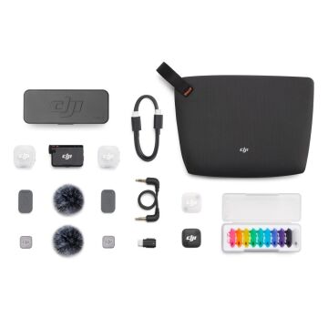 DJI Mic Mini 2 İkili Kablosuz Yaka Mikrofon Seti (2 TX + 1 RX + Şarj Kutusu)