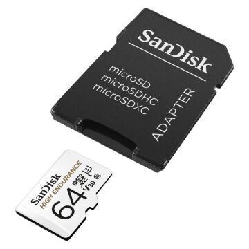 Sandisk 64GB 100mb/s U3 UHS-I V30 MicroSDXC Hafıza Kartı ve SD Adaptör - SDSQQNR-064G-GN6IA