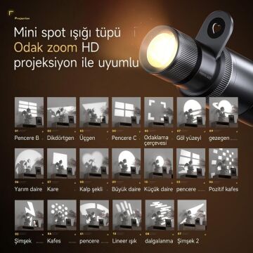 Photoolex Zoom Light Pro 12W RGB LED Spotlight Gobo Fotoğraf Işığı - TF-LS-083FS-G-PL