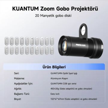 Photoolex Quantum Zoom Gobo Projektör III Işık Efekti Aparatı - PH-314-PL