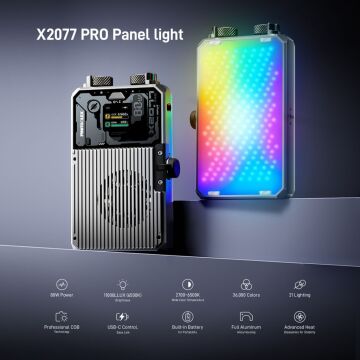Photoolex X2077 Pro 80W RGB Profesyonel Video Fotoğraf LED Panel Işık - LS-123