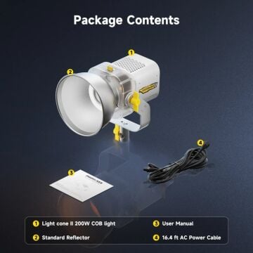 Photoolex LIGHT CONE II 200W COB APP Kontrollü Profesyonel Stüdyo Video Işığı - LS-196-03