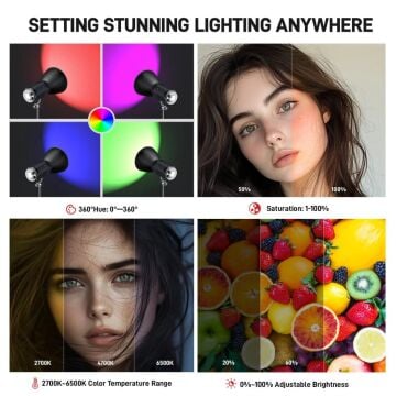 Photoolex Q40C 40W APP Kontrollü RGB Taşınabilir COB Video Işığı - LS-199PL