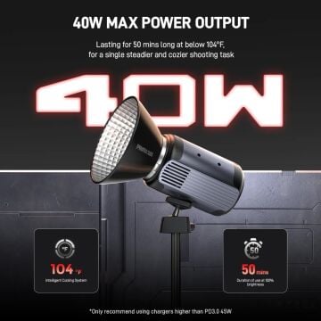 Photoolex Q40C 40W APP Kontrollü RGB Taşınabilir COB Video Işığı - LS-199PL