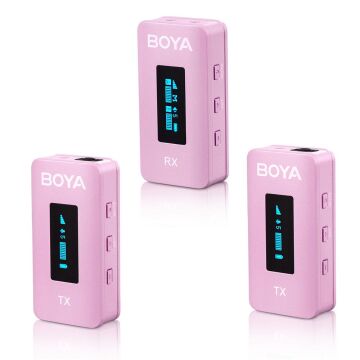 Boya BY-XM6-K2P Kablosuz İkili Yaka Mikrofonu (Pembe)