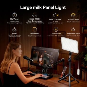 Photoolex MilkGlow Pro Soft Panel LED Video ve Fotoğraf Işığı - LS-103PL-02