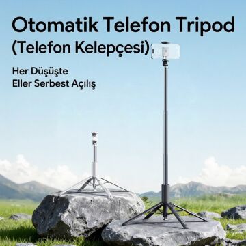 Ulanzi MT86 Otomatik Açılır Telefon Tripodu Selfie Çubuğu Beyaz - S094