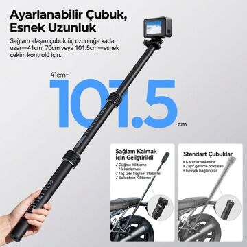 Ulanzi VL03 Motosiklet Görünmez Selfie Çubuğu Kamera Montaj Aparatı - T119