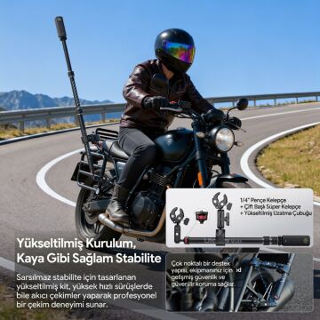Ulanzi VL03 Motosiklet Görünmez Selfie Çubuğu Kamera Montaj Aparatı - T119