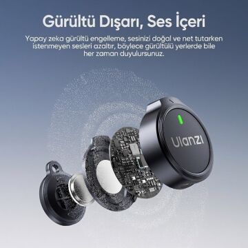 Ulanzi A21 2 Kişilik Kablosuz Yaka Mikrofonu AI Gürültü Azaltma Type-C Siyah Beyaz - A055