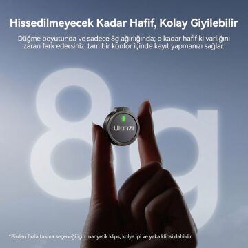 Ulanzi A21 2 Kişilik Kablosuz Yaka Mikrofonu AI Gürültü Azaltma Type-C Siyah Beyaz - A055