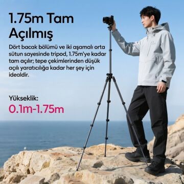 Ulanzi TT59 Yatay Kollu Profesyonel Kamera Tripodu Üstten Çekim Standı - T146