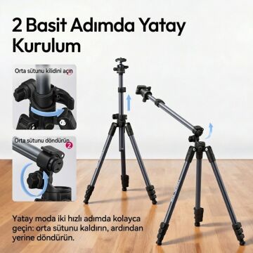 Ulanzi TT59 Yatay Kollu Profesyonel Kamera Tripodu Üstten Çekim Standı - T146