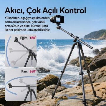 Ulanzi TT59 Yatay Kollu Profesyonel Kamera Tripodu Üstten Çekim Standı - T146