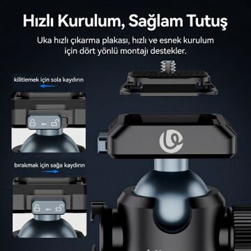 Ulanzi T100 UKA Quick Release Ball Head Tripod Başlığı - C062
