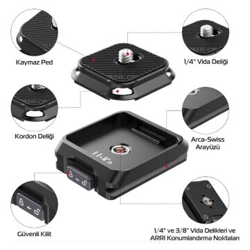 Ulanzi UKA02 Quick Release Plate 1/4'' Vidalı Kamera Montaj Plakası Uka Arca Uyumlu - C017