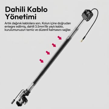 Ulanzi ZJ08 Cold Shoe Mikrofon Uzatma Kolu Ayarlanabilir Boom Arm - S008