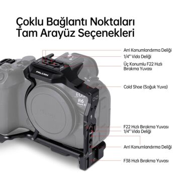 FALCAM F22 F38 F50 Quick Release Modüler Kamera Kafesi R5 II R5 R5C R6 R6 II Uyumlu Siyah - C00B4802B