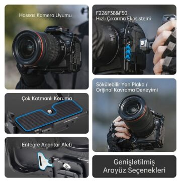 FALCAM F22 F38 F50 Quick Release Modüler Kamera Kafesi R5 II R5 R5C R6 R6 II Uyumlu Siyah - C00B4802B