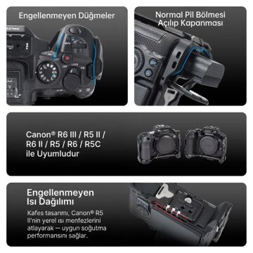 FALCAM F22 F38 F50 Quick Release Modüler Kamera Kafesi R5 II R5 R5C R6 R6 II Uyumlu Siyah - C00B4802B