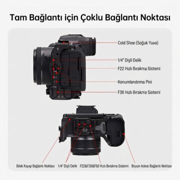 FALCAM F22 F38 F50 Quick Release Kamera L Bracket R5 II R5 R5C R6 R6 II R6 III Uyumlu Siyah - C00B5404B