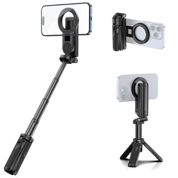 Ulanzi JJ03S Manyetik Telefon Tripodu 360° Selfie Çubuğu Bluetooth Kumandalı Siyah - T090A