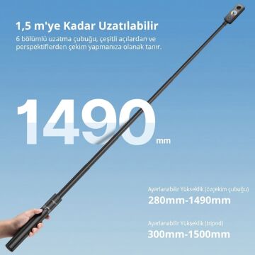 Ulanzi TT52 1.5m Aksiyon Kamera Uyumlu Hızlı Açılabilir Tripod - T090GBB3