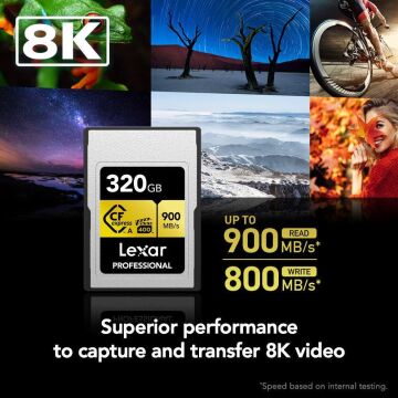 Lexar 320GB 900MB/S Professional CFexpress Type A Card GOLD Serisi
