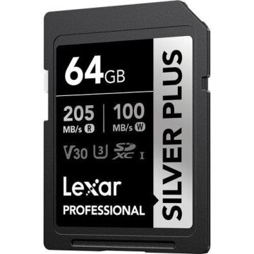 Lexar Professional 64GB 205 MB/s Silver Plus SDXC Hafıza Kartı
