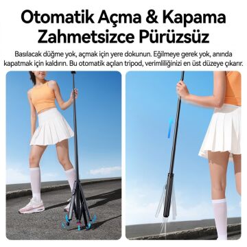 Ulanzi SK-21 180cm Manyetik Auto-Open Selfie Monopod Tripod Siyah - M103