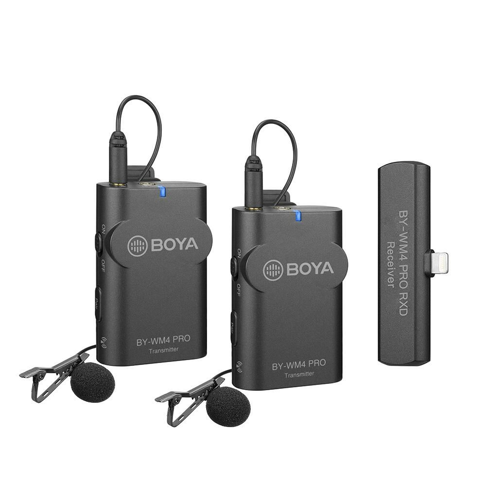 Boya BY-WM4 PRO-K4 Telefon Üzerine Takılan Küçük Alıcılı İkili (2 mikrofonlu) Kablosuz Yaka Mikrofonu