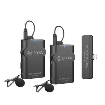 Boya BY-WM4 PRO-K4 Telefon Üzerine Takılan Küçük Alıcılı İkili (2 mikrofonlu) Kablosuz Yaka Mikrofonu