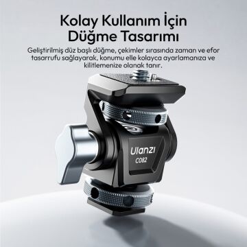 Ulanzi CO82 Adjustable Damping Ball Head Cold Shoe LED Işık ve Monitör Adaptörü - C086