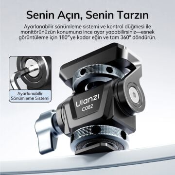Ulanzi EA04 Adjustable Damping Ball Head Cold Shoe LED Işık ve Monitör Adaptörü - C086