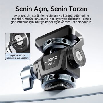 Ulanzi CO82 Adjustable Damping Ball Head Cold Shoe LED Işık ve Monitör Adaptörü - C086