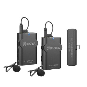 Boya BY-WM4 PRO-K6 Telefon Üzerine Takılan Küçük Alıcılı İkili (2 mikrofonlu) Kablosuz Yaka Mikrofonu