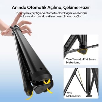 Ulanzi MT93 160cm Otomatik Açılır Uka Ball Head Quick Release Alüminyum Tripod - T202